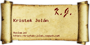 Kristek Jolán névjegykártya